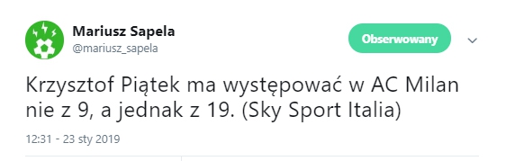 Sky Sports: Krzysztof Piątek wybrał numer w Milanie!